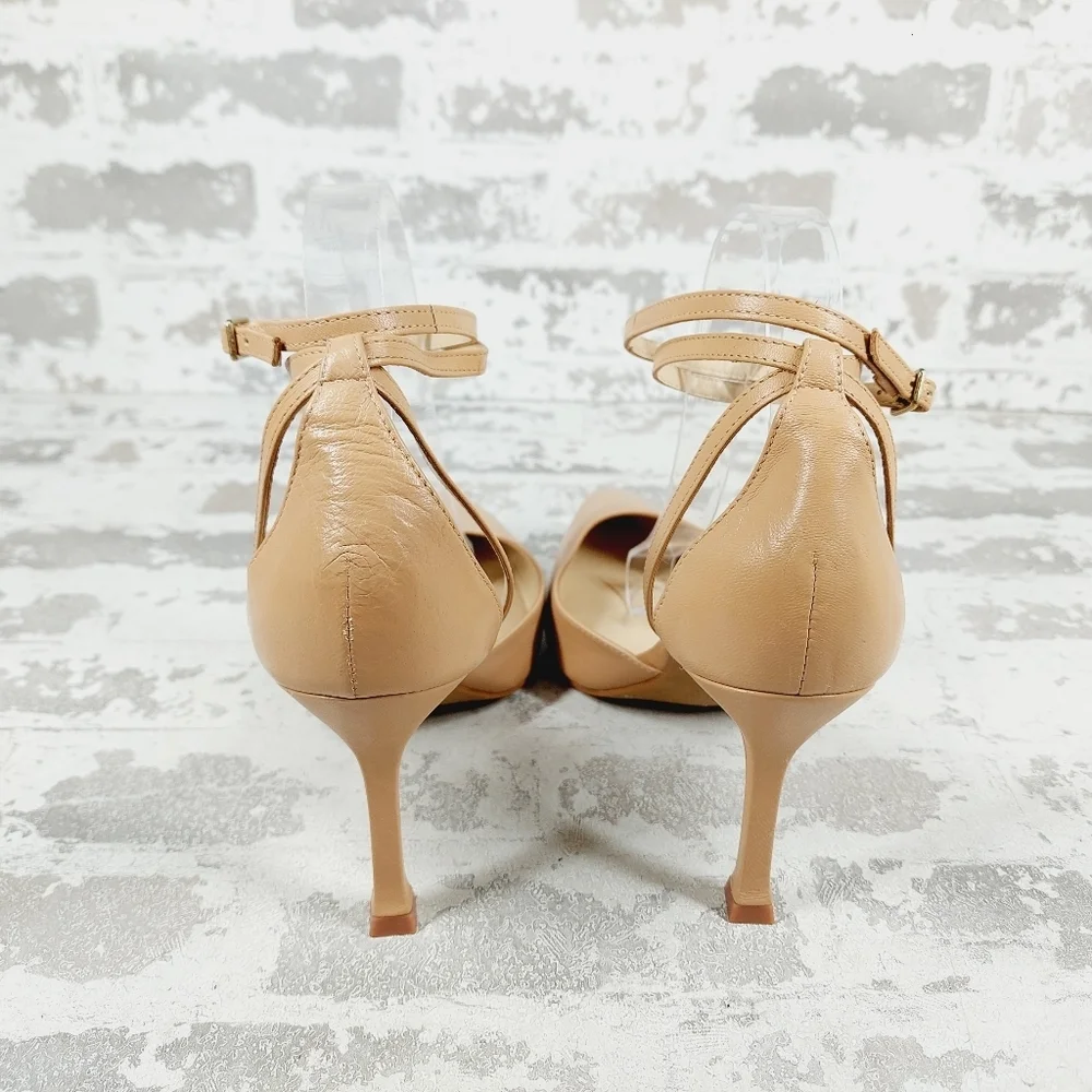 Vince Camuto Women's Tan Pointed-Toe Ankle Strap Heels